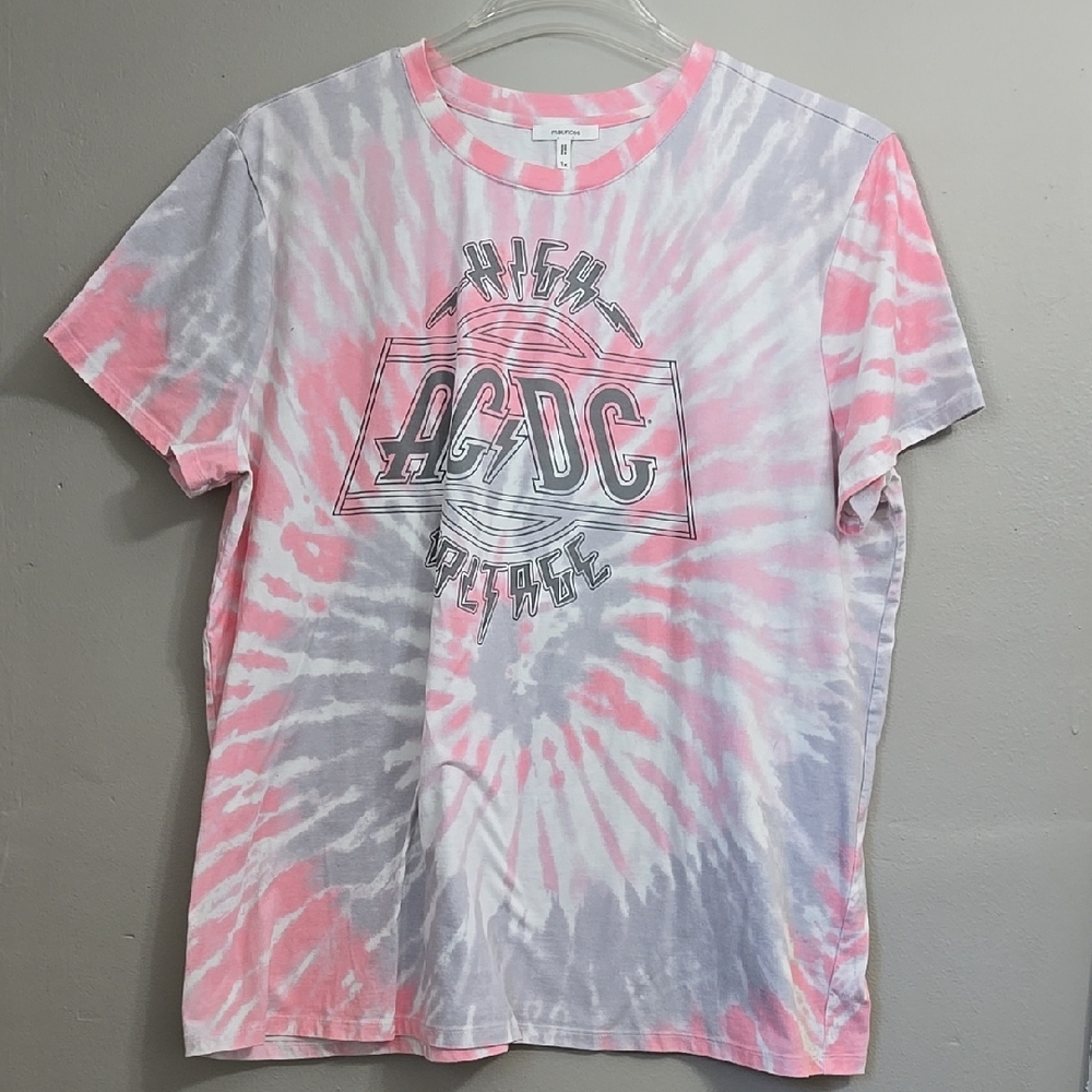 Pink and Gray Tie-Dye Graphic T-Shirt Maurices AC/DC Band